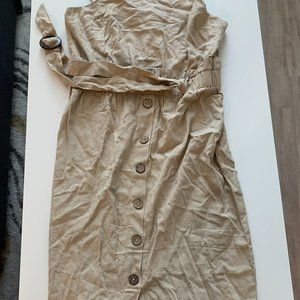 Mind Code Brown Tank Top Button-Down Dress